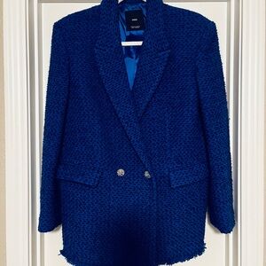 Mango Women's Royal Blue Bouclé Blazer